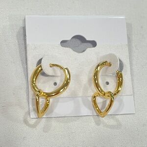 Gold Over Sterling Silver Double Hoop Heart Earrings Huggie Earrings Dangle
